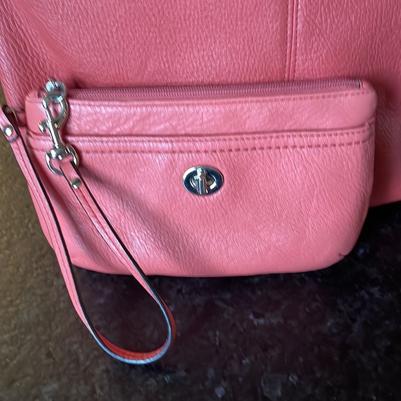 Burnt orange colored coach shoulder bag with matching wristlet. Sold as a set. - Picture 2 of 2